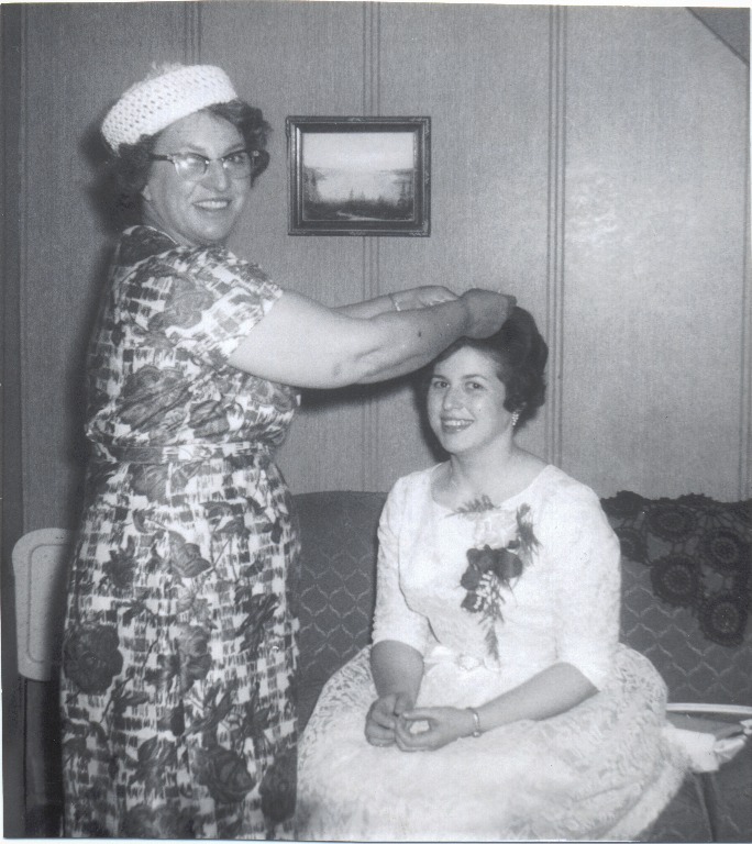 Olympia and daughter Jeanie on her wedding day